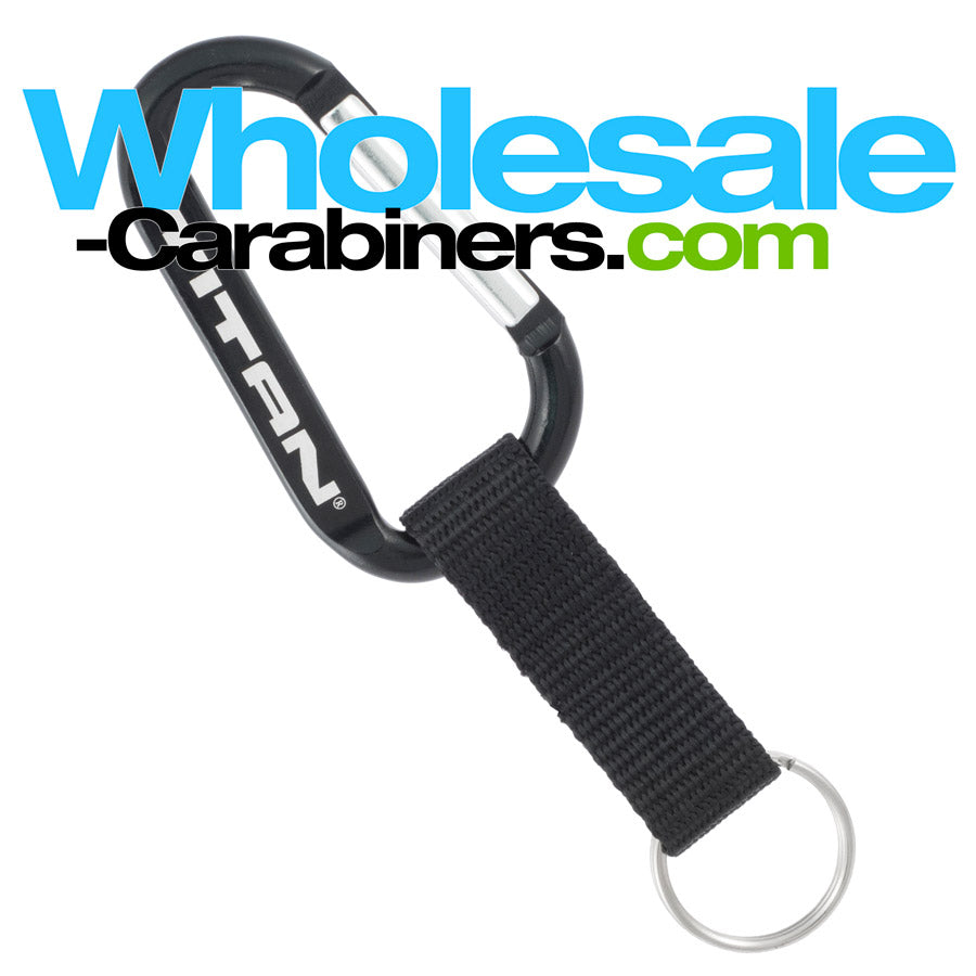 Wholesale Carabiner Keychains With Nylon Strap Key Ring - Black