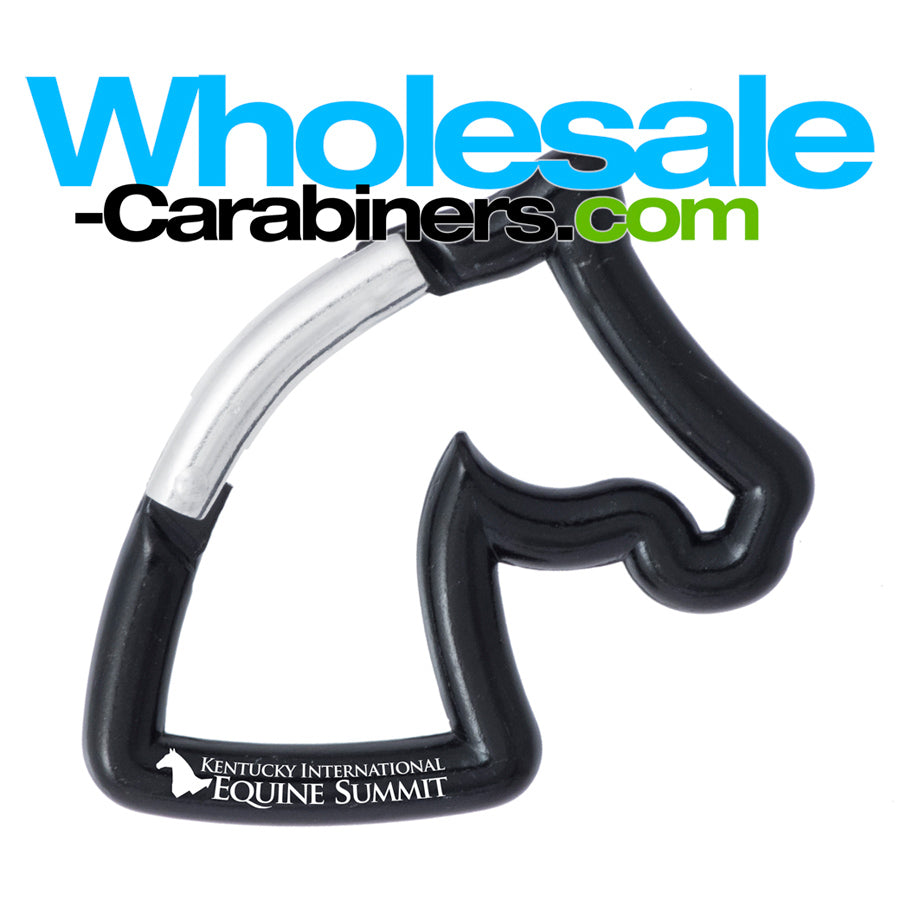 Black Laser Engraved Horse Carabiner Keychain