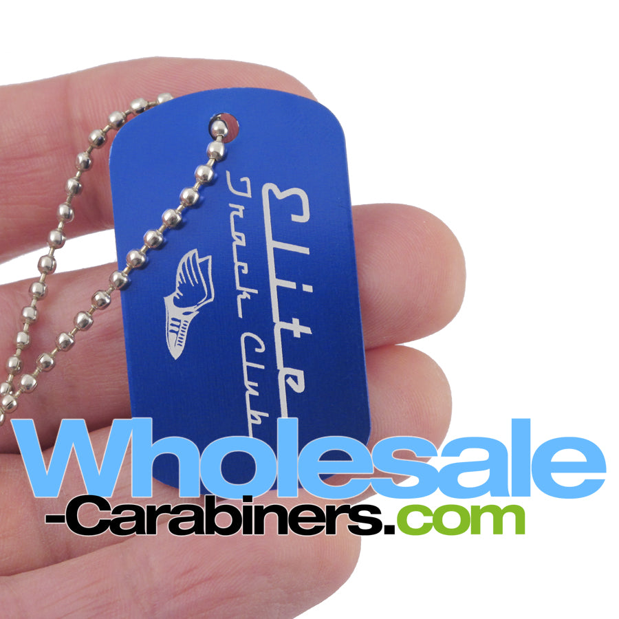 Custom Engraved Dog Tags - Blue Tag with Unique Logo Artwork