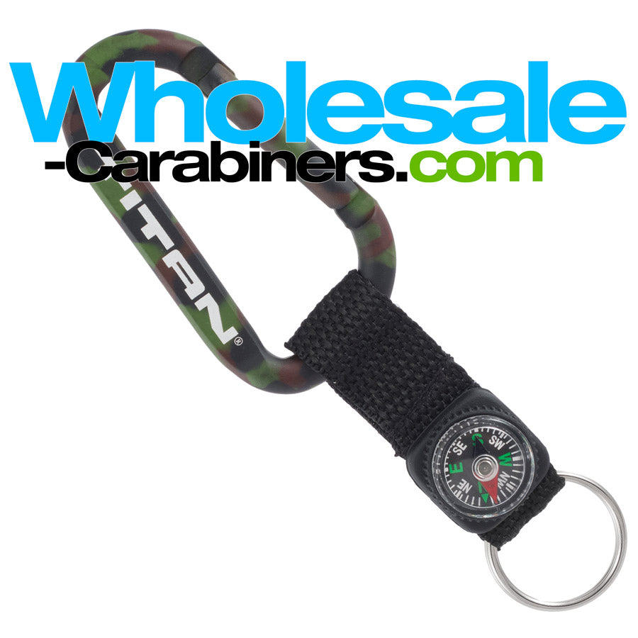 80mm Camouflage Carabiner Shown With Compass Strap