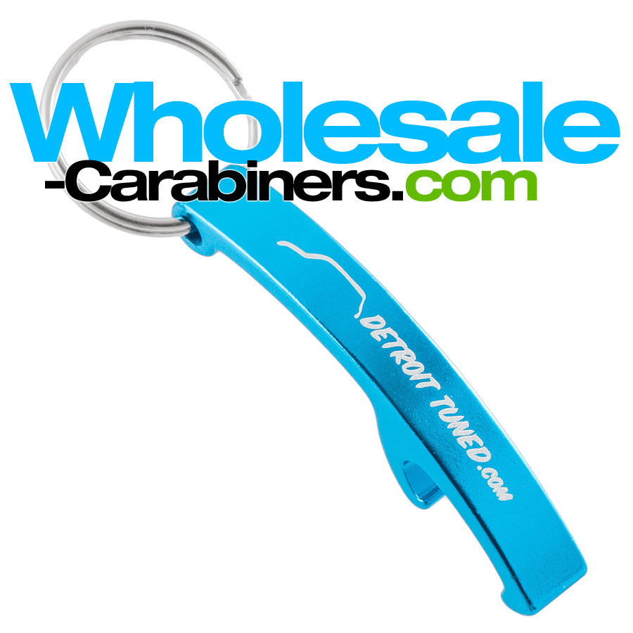 Aluminum Arc Bottle Opener Caribbean Blue and Custom Engraved