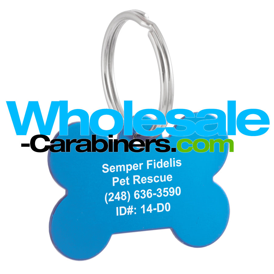 Caribbean Blue Bone Shaped Laser Engraved Dog Tag