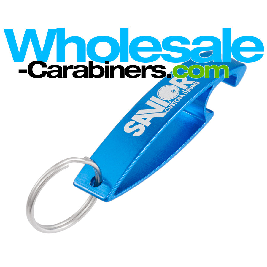 Large Logo Engraved Bottle Opener Keychain - The Wave - Caribbean Blue