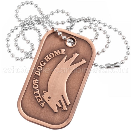 Custom made brushed copper metal dog tag