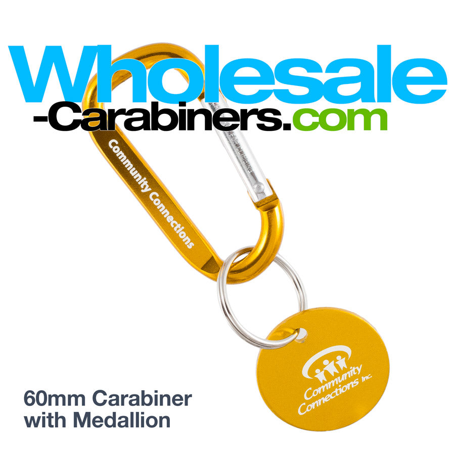 Carabiner and Medallion Tag Combo with Custom Engravings - Gold