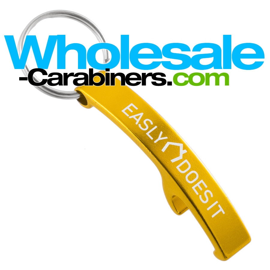 Arc Bottle Opener Keychain - Gold Colored Aluminum With Laser Engraving