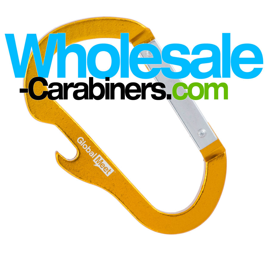 Bottle Opener Carabiner With Custom Laser Engraving - Gold Color