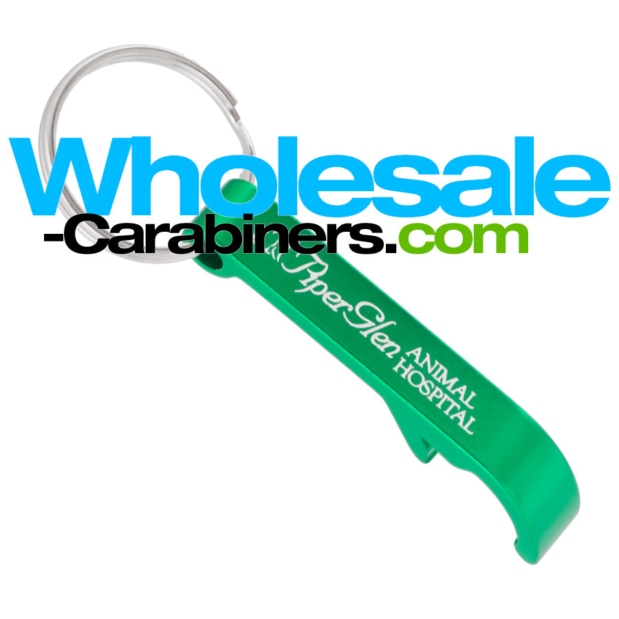 Custom Logo Engraved Keychain Bottle Opener - Green