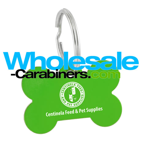 Custom Engraved Dog Tags in a Bone Shape - Green Dog Tag