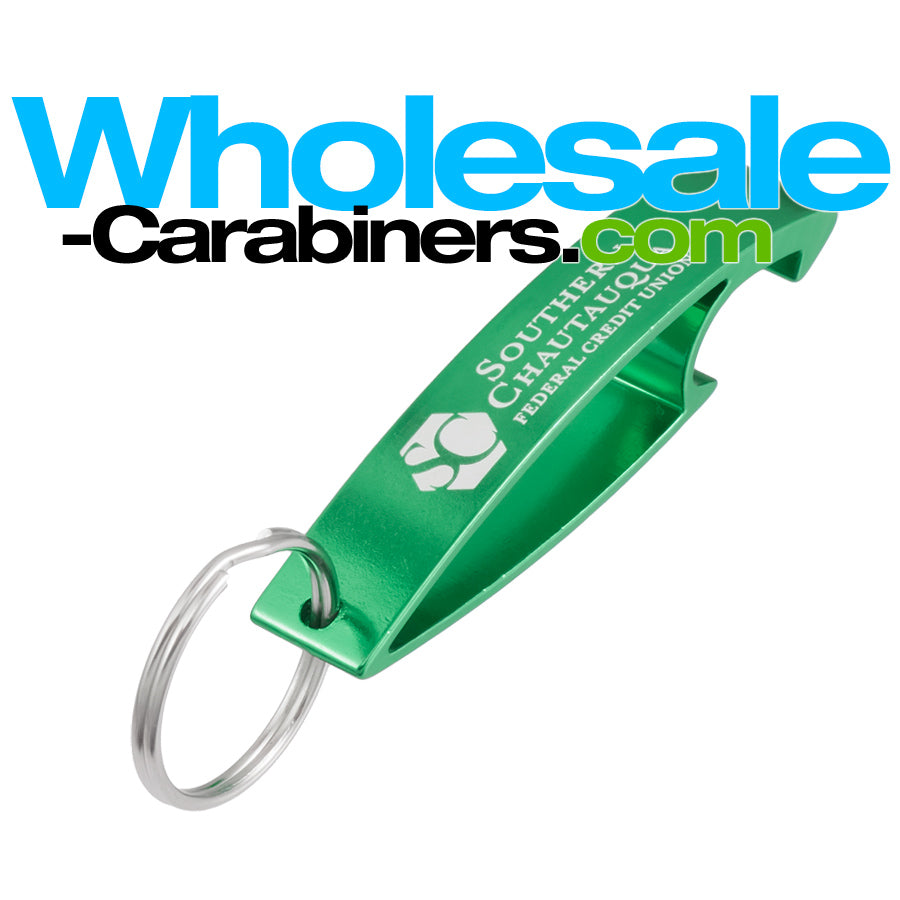 Green Bottle Opener Keychain - The Wave - Custom Engraved