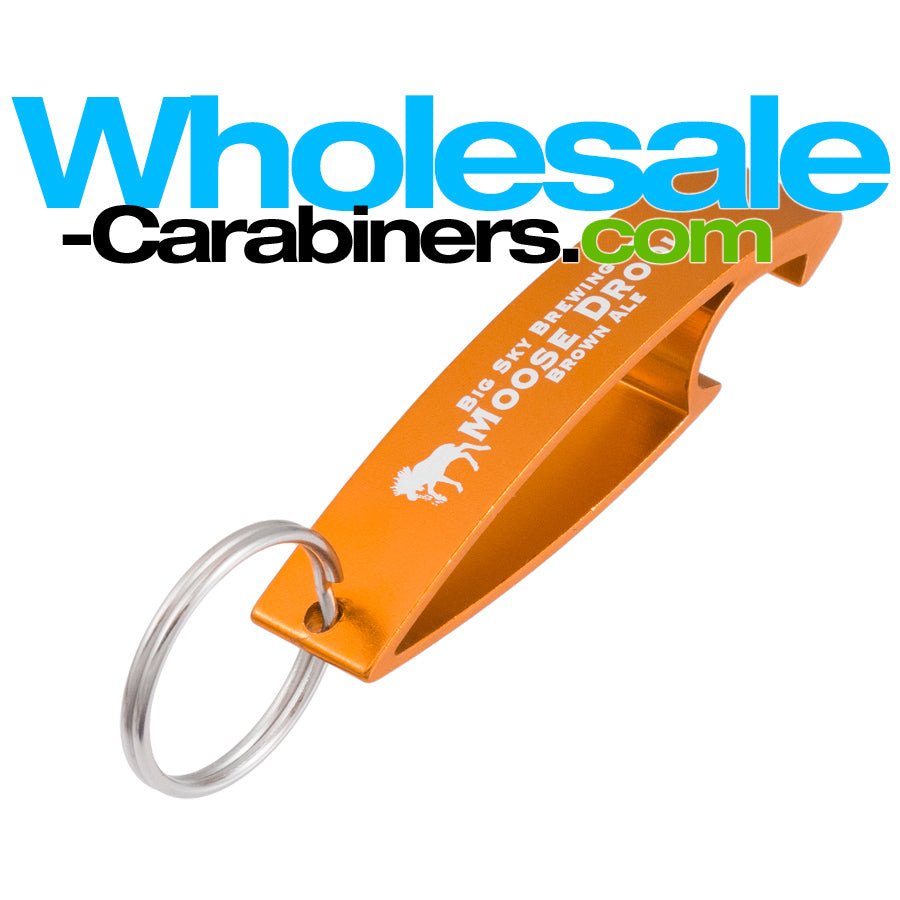 Anodized Aluminum Bottle Opener Keychain - Orange Colored "The Wave"
