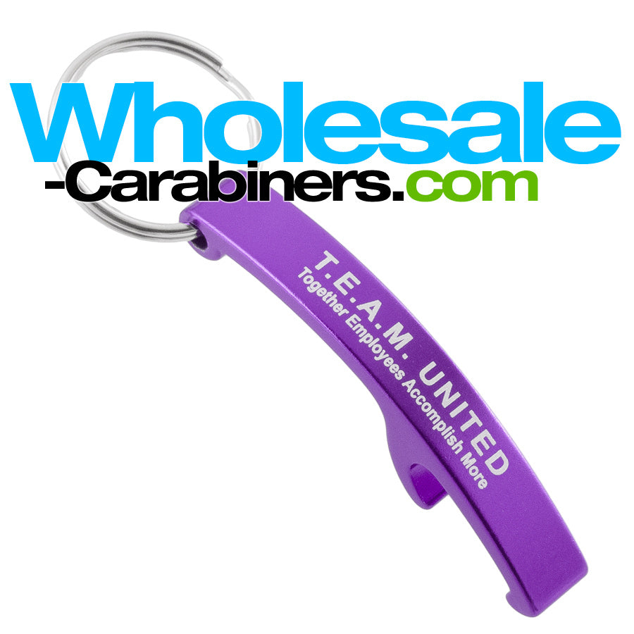 Purple Keychain Arc Bottle Opener with Custom Engraved Logo