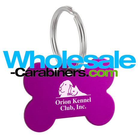 Custom Dog Tags - Purple Bone Shaped Tags with Custom Engraving