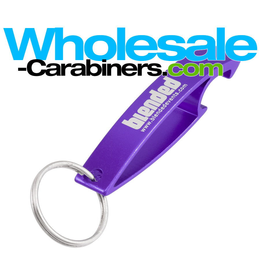 Stylish Purple Bottle Opener Keychains - The Wave Custom Engraved Aluminum