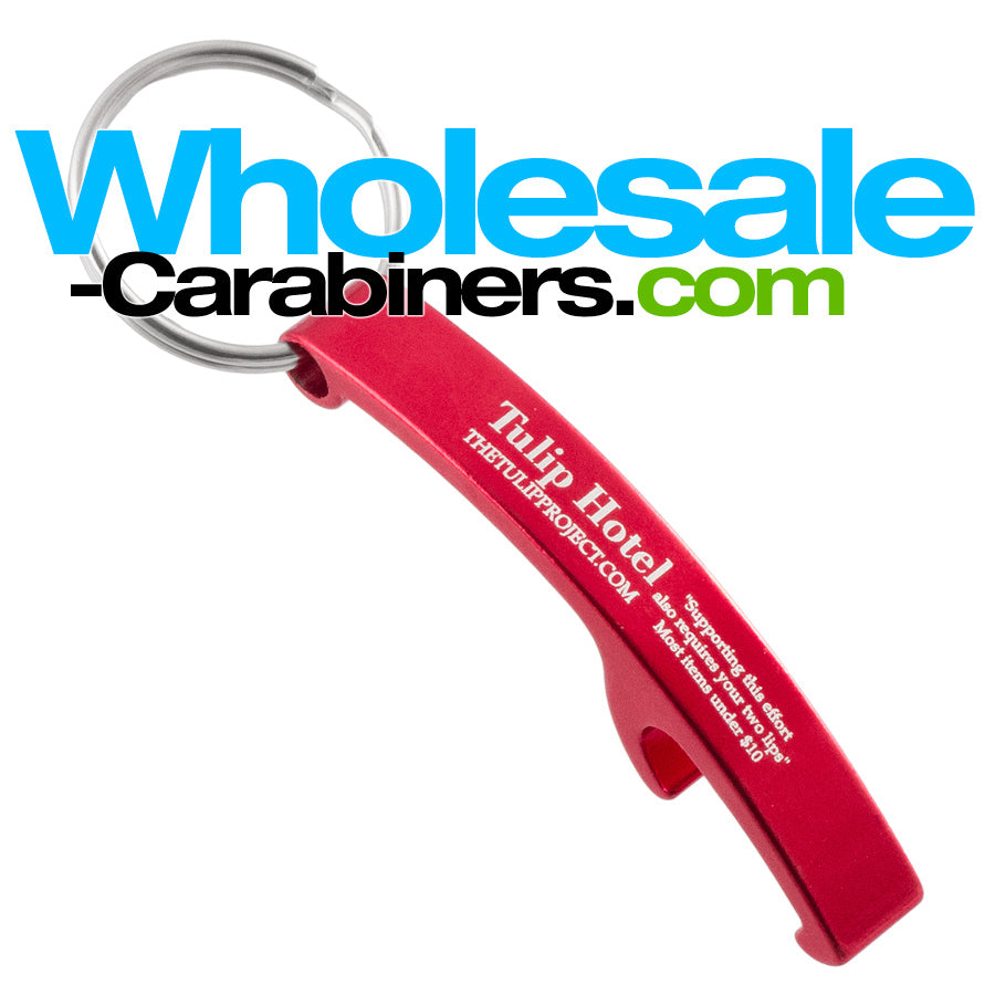 Red Engraved Arc Bottle Opener Keychain