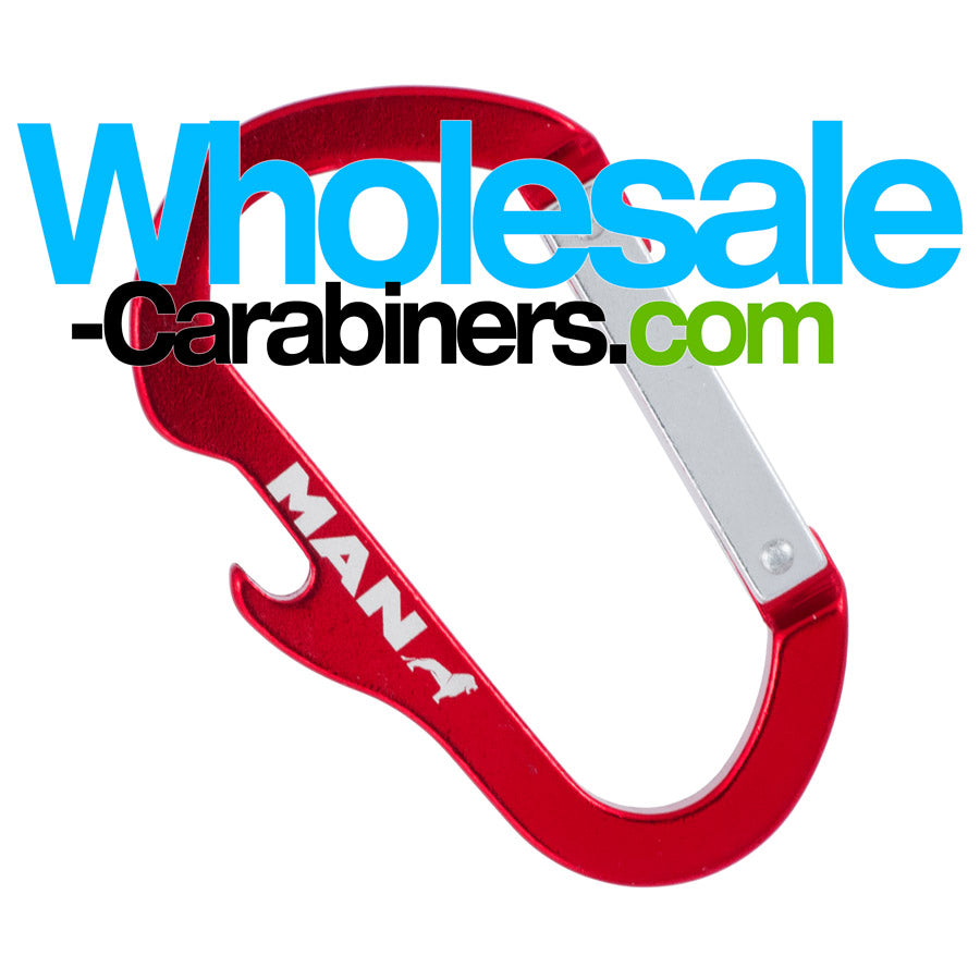 Custom Engraved Aluminum Carabiner Bottle Openers - Red