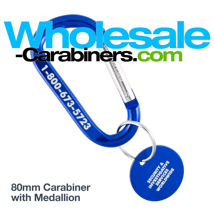Carabiner Keychains with Matching Medallions - Royal Blue