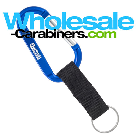 Blue Carabiner Keychains Custom Engraved With Nylon Strap Key Ring