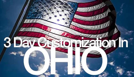 Flag against the sky with 3 Day Customization in Ohio.