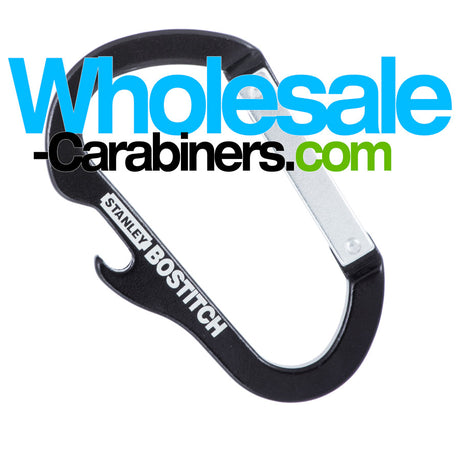 Carabiner with built-in bottle opener and custom engraving - Black