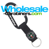 Custom Engraved Black Carabiner with Compass Strap