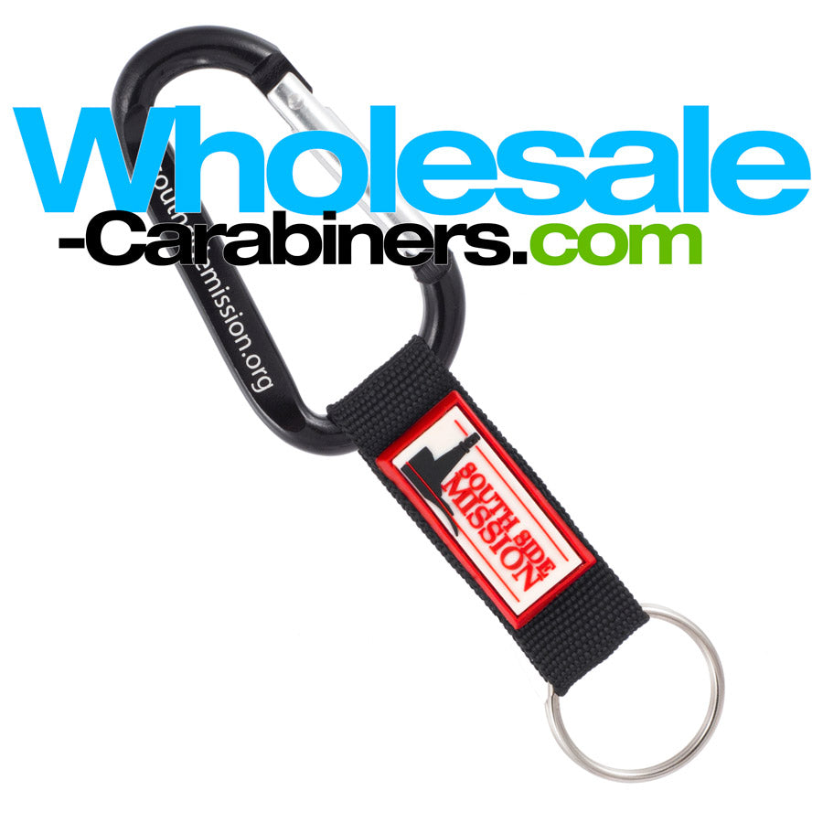 Customized PVC Strap Plus Engraved Black Carabiner Keychains