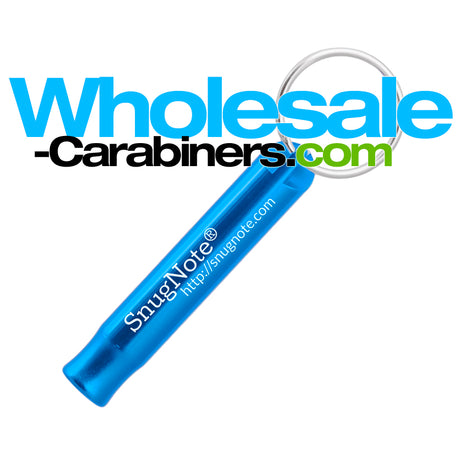 Custom Engraved Safety Whistle Keychains - Caribbean Blue