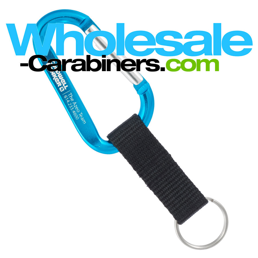Engraved Carabiner Plus Nylon Strap Key Ring - Caribbean Blue