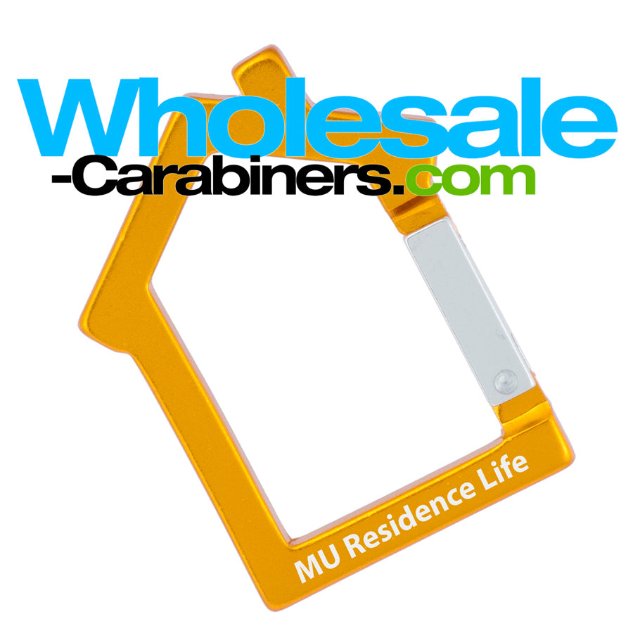 House Shaped Aluminum Carabiner - Gold Color with Engraving