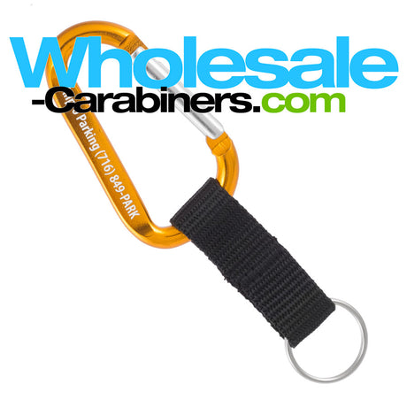 Custom Engraved Carabiners With Nylon Strap - Gold