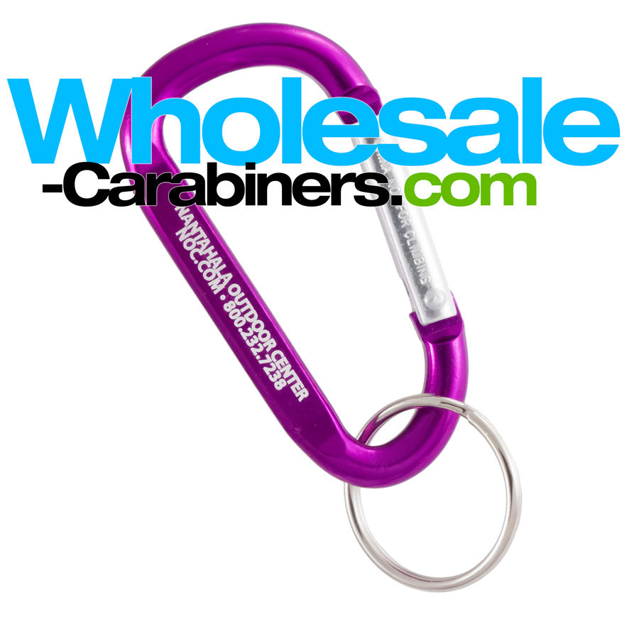 Purple Carabiner With Custom Laser Engraving and Key Ring