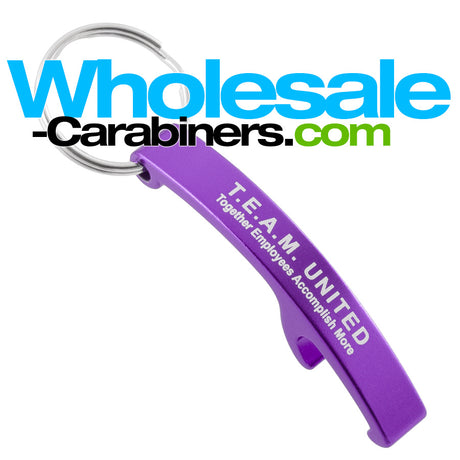 Purple Keychain Arc Bottle Opener with Custom Engraved Logo
