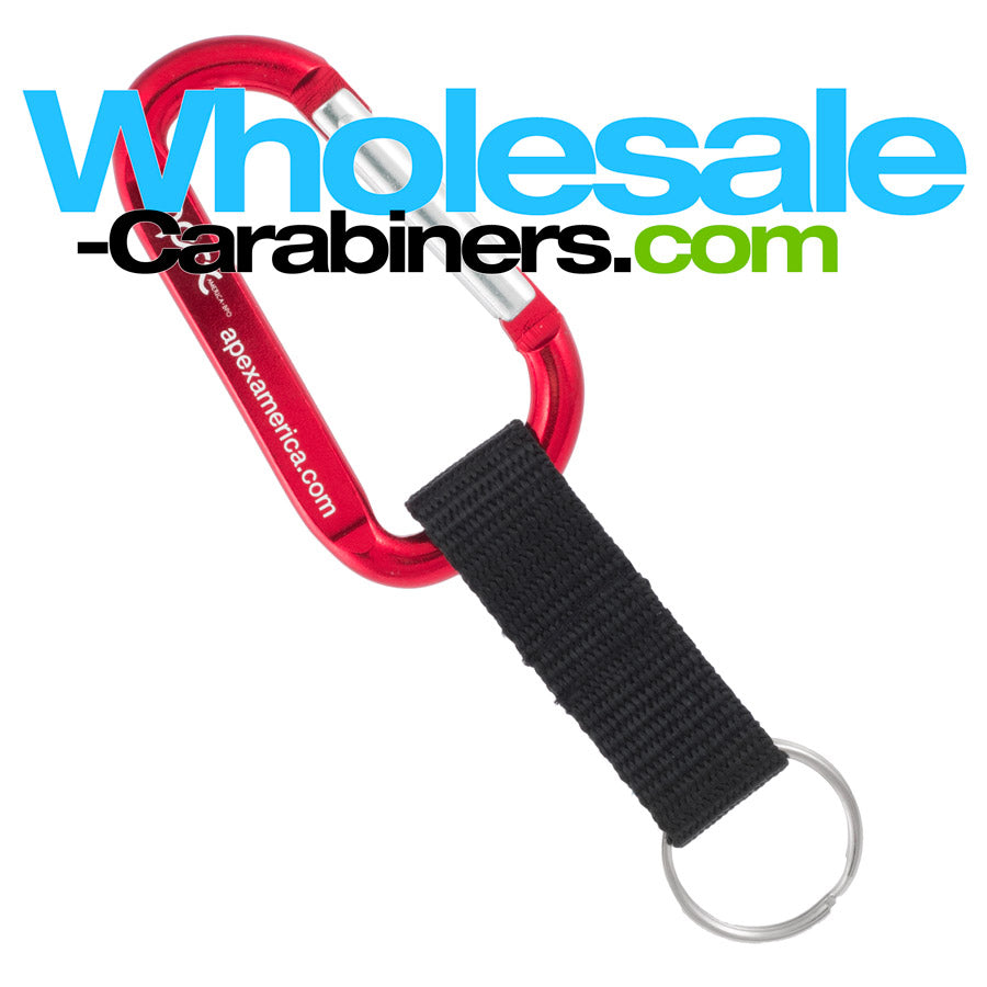 Laser Engraved Carabiner Keychains And Nylon Strap - Red