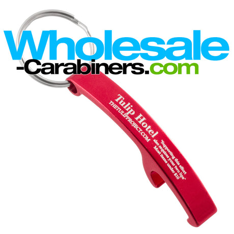 Red Engraved Arc Bottle Opener Keychain