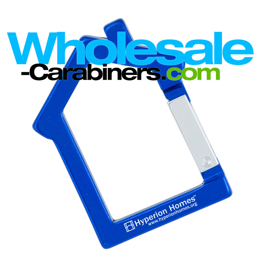 House Shaped Royal Blue Custom Engraved Carabiner