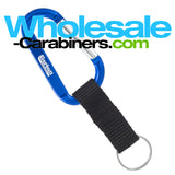 Blue Carabiner Keychains Custom Engraved With Nylon Strap Key Ring
