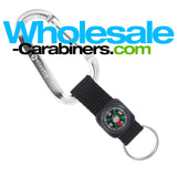 Carabiner with Compass Keychain Straps - Silver